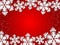 Bright winter red vector background with snowflake decoration.