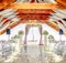 Bright wooden wedding ceremonial hall