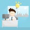 Bright work time salary man cartoon lifestyle illustration