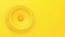 Bright yellow audio speaker vibrating. 3D Rendering