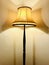 Bright yellow beautiful curve lamp. Vertical photo image.