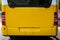 Bright Yellow Bus Behind Empty Mockup Advertising Space Public T