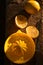 Bright yellow citrus juicer an lemon fruit still life