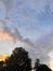 Bright yellow clouds peeking over a tree line