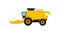 Bright yellow combine harvester. Agricultural machinery. Industrial farm equipment. Flat vector for promo poster or