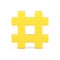 Bright yellow hashtag grid 3d icon vector illustration