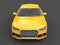 Bright yellow modern business car - high angle front view