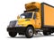 Bright yellow modern cargo truck - cut shot