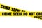 Bright yellow police tape at the crime scene, isolate on white background, concept of forensic medical expert work, police