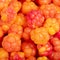 Bright yellow and red ripe cloudberry as a background