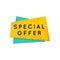 Bright yellow retro special offer badge sign on white