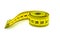 Bright yellow rolled measuring tape, on a white background, isolate