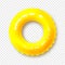 Bright yellow swimming circle. Realistic summer illustration. Inflatable rubber toy for child safety.Lifebuoy. View from