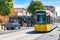 Bright yellow tramway on Moseley square. Glenelg, Australia