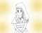 Bright young girl shoujo manga anime style coloring page drawing illustration 2021