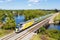 Brightline private inter-city rail train in Deerfield Beach in Florida, United States