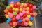 Brightly colored balloons filled with helium for the joy of children. Inflatable birthday balloon balloons. Ready for celebration.