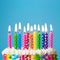 Brightly colored birthday cake candles