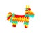 Brightly colored cartoon pinata. Traditional festive Mexican pinata with vibrant fringes. Cinco de Mayo celebration and