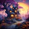 Brightly Colored Fantasy Witch Cottage AI Generated