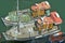 Brightly colored fishing boats in waterfront area of Cape Town, South Africa