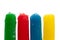 Brightly colored frozen popsicles