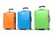 Brightly colored polycarbonate travel baggage suitcases