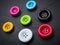 Brightly colored sewing buttons