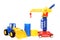 Brightly colored toys on a white background isolated.