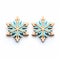 Brightly Colored Wooden Snowflake Earrings On White Background