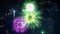 Brightly Colorful Fireworks Celebration Explosion Animation On Black Night Sky