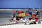 Brightly coloured beach towels