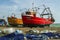 Brightly-coloured fishing boats of the Hastigns Fleet