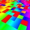 brightly coloured rainbow floor squares