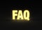 Brightly Glowing FAQ On Dark Background