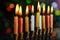 Brightly Glowing Hanukkah Menorah - Shallow Depth of Field