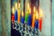 Brightly Glowing Hanukkah Menorah - Shallow Depth of Field