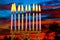 Brightly Glowing Hanukkah Menorah soft focus