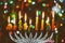 Brightly Glowing Hanukkah Menorah soft focus