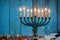 Brightly Glowing Hanukkah Menorah soft focus