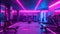 A brightly illuminated gym packed with an array of exercise machines, creating a vibrant atmosphere, Gym with neon lights and high