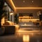 Brightly lit modern home interior contemporary design with lighting equipment