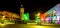 Brightly lit Parliament building in Bridgetown, Barbados at Christmas
