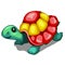 Brightly painted figurine of a turtle isolated on a white background. Vector cartoon close-up illustration.
