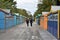 Brightly painted market stalls in San Benedetto del Tronto