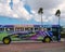 Brightly painted tourist bus