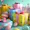 Brightly wrapped Easter gifts with colorful bows and ribbons