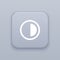 Brightness, contrast gray vector button with white icon