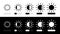 Brightness control icons collection. Brightness with varying levels. Screen brightness and contrast level settings icon