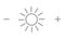 Brightness icon or symbol. Sun with plus and minus icons. Vector illustration.